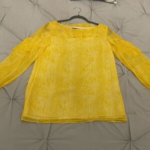 Banana Republic Vibrant Yellow Patterned Top